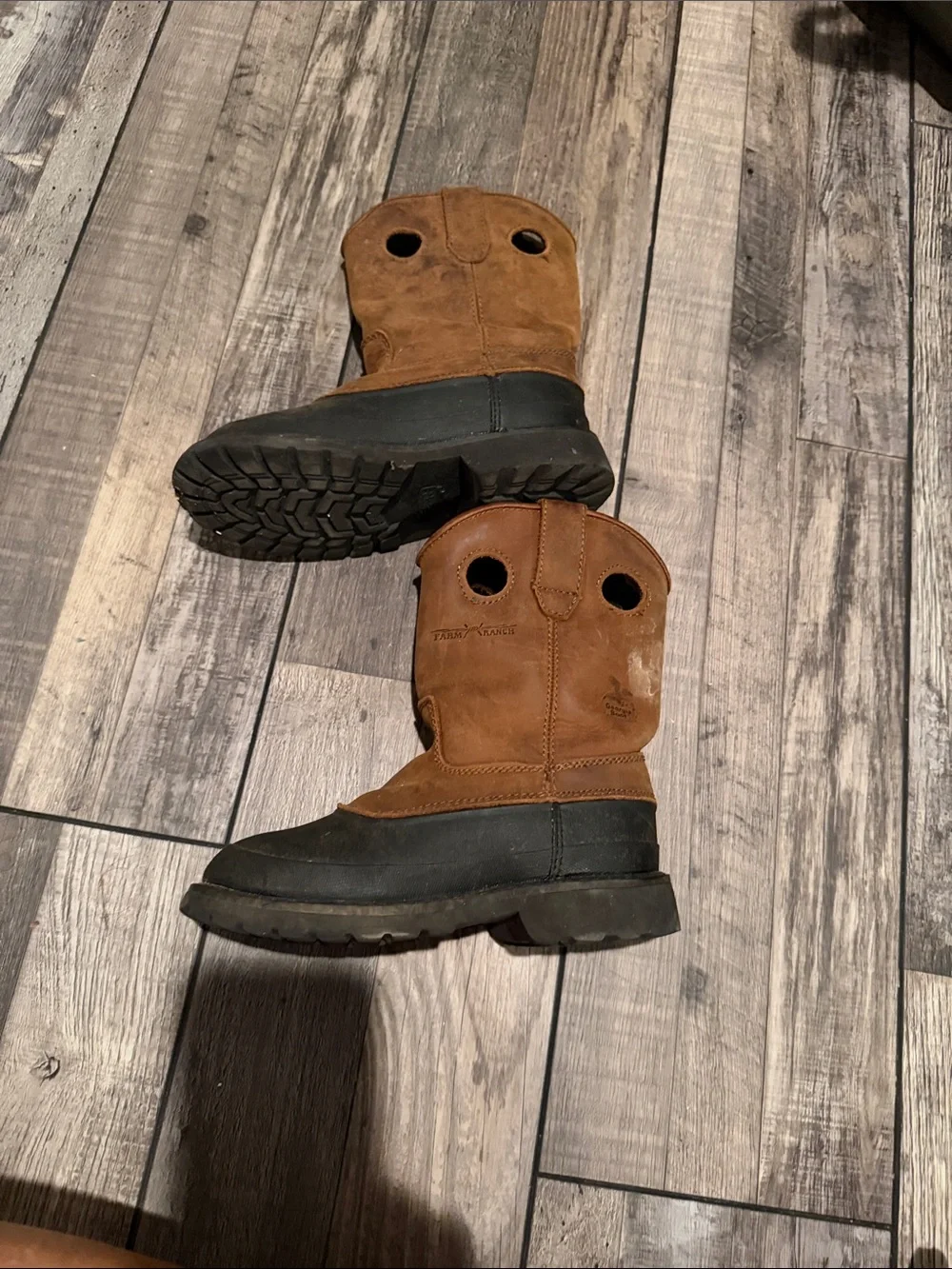 Georgia Boots Size 1M boys. Brown Suede Waterproof Work Boots